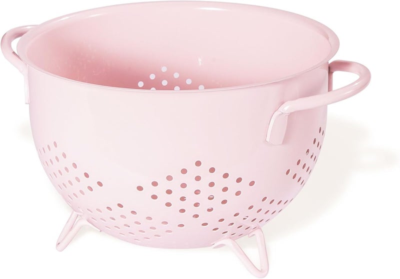 BeFare Metal Colander 5 Quart Powder Coated Self-draining Metal Strainer with Base,Kitchen Pasta Fruit Vegetable Basket with Double Handles (Pink) - Image 1